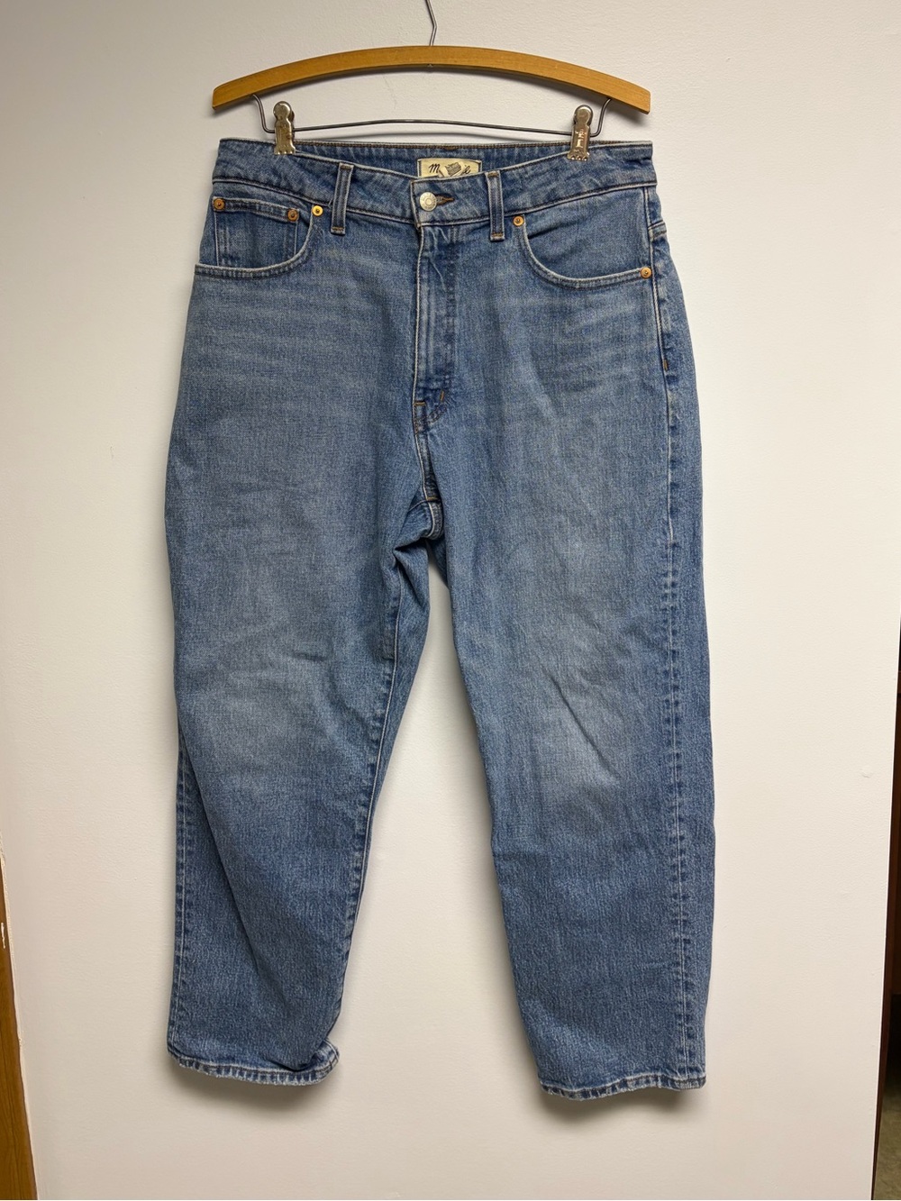 Madewell Blue Denim Jeans with Gold Stitching